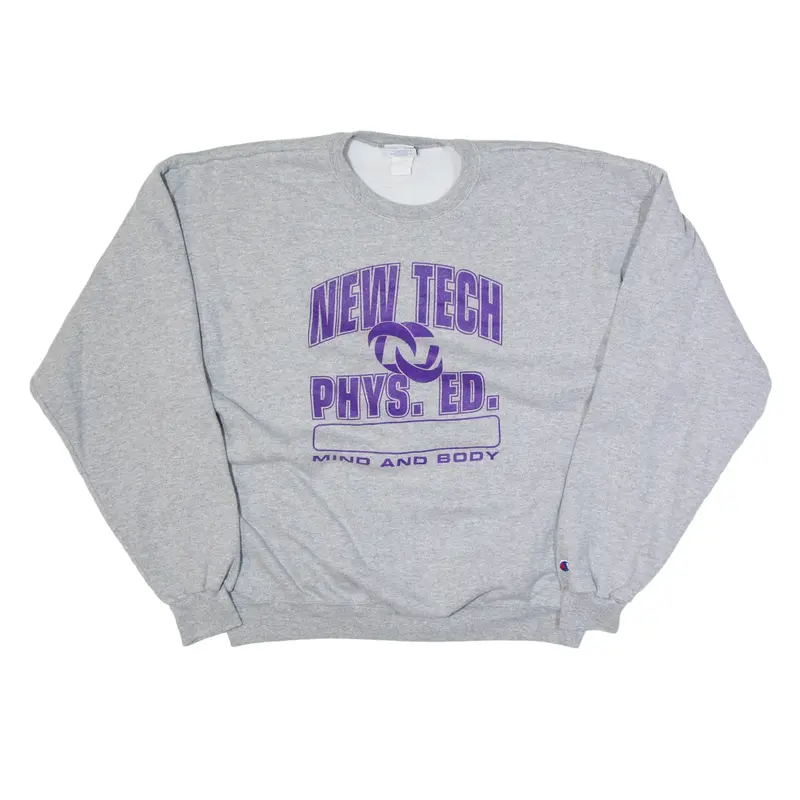 CHAMPION Physical Education Sweatshirt Grey Womens XL
