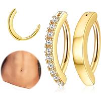 FLORIDECO 2Pcs Surgical Steel Belly Button Rings - 14G Clicker & Reverse Navel Jewelry with Cubic Zirconia, Hypoallergenic Bo...
