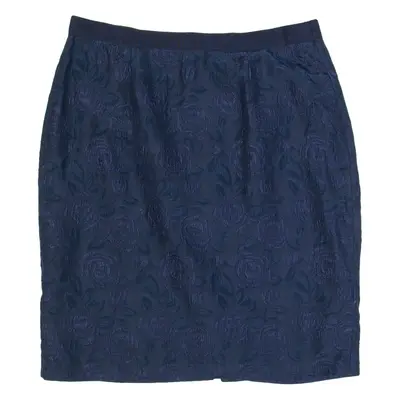 JIGSAW Womens Straight Skirt Blue Knee Length Silk Floral UK 8
