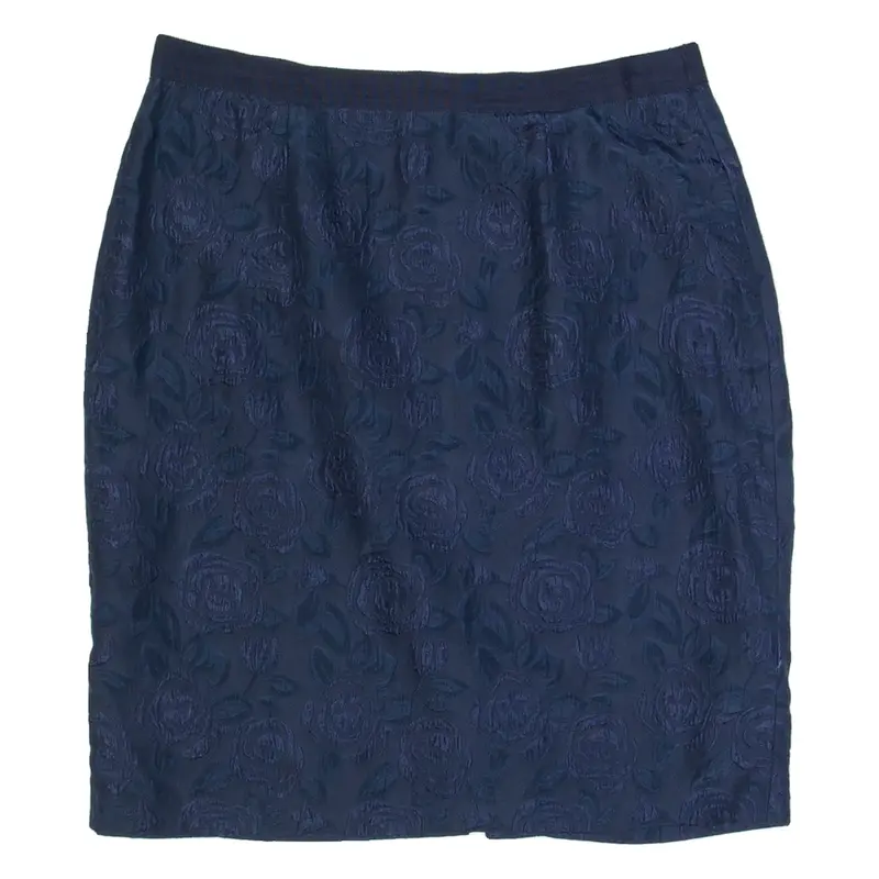 JIGSAW Womens Straight Skirt Blue Knee Length Silk Floral UK 8