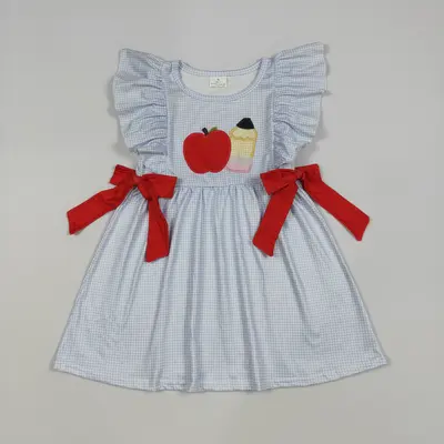 Back to School Apple pencil stripe Girls dress