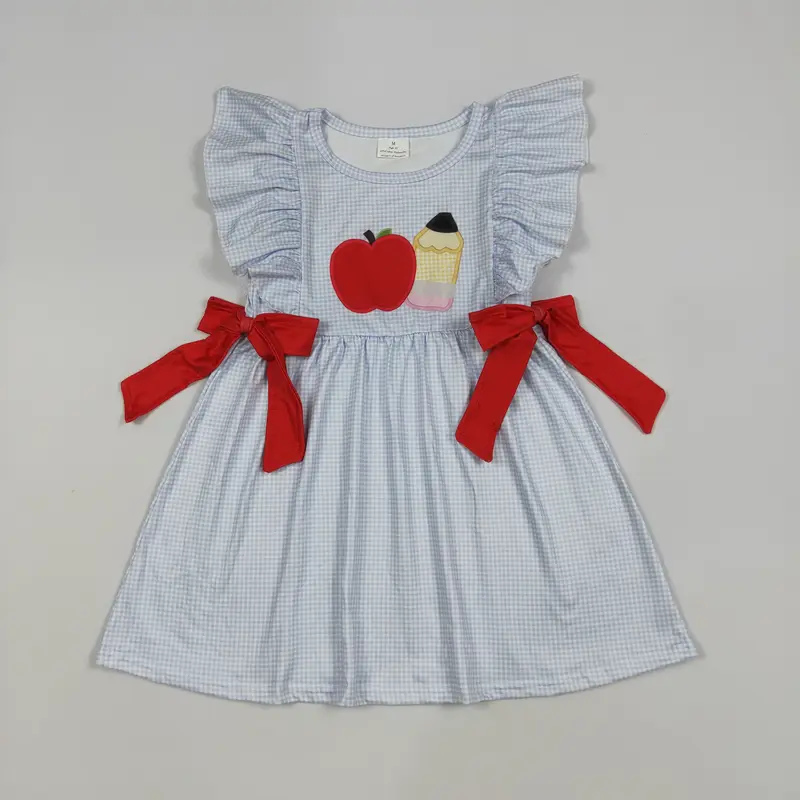 Back to School Apple pencil stripe Girls dress