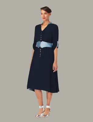 AZALEA | 3-Way Tea Dress | Colour: Navy | Size: UK 16 (US 10)
