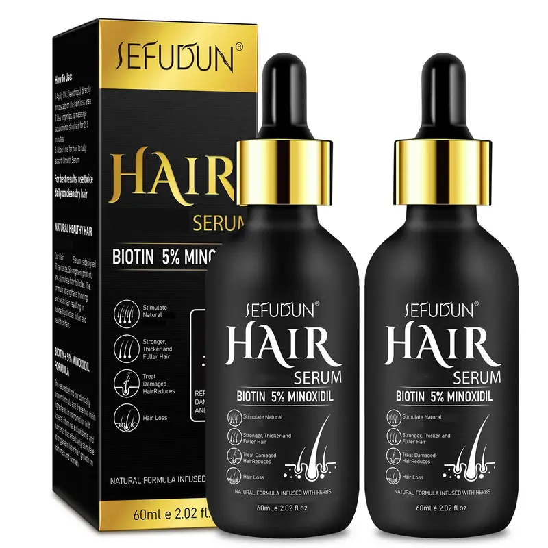 SEFUDUN 5% Minoxidil Hair  Oil - For Men & Women Thinning Hair Treatment 2oz - Scalp Serum For Fuller Healthier Hair