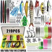 Fishing Lures Kit, Fishing Accessories Including Spoon Lures, Soft Plastic Worms, Crankbait Jigs, Fishing Hooks, Outdoor Fish...
