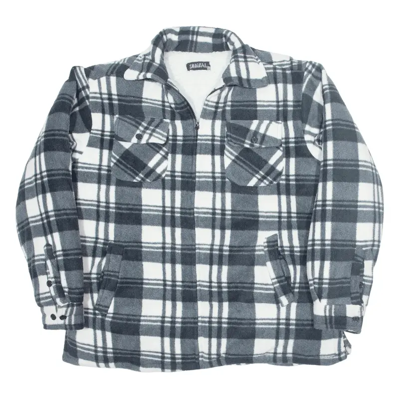 SOMINAL Sherpa Lined Fleece Jacket Grey Check Mens XL