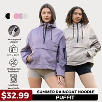 PUFFIT StormTex Waterproof Summer Hoodie Raincoat Jacket Half Zip ,Zipped Large Kangaroo Pocket Design Adjustable Waist & Hoo...