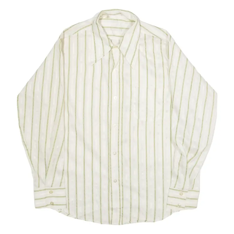 Mens Shirt White Striped Long Sleeve M