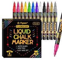 12 Colors Liquid Chalk Marker Pen, 12pcs/set 1mm Fine Tip Colorful Washable Marker Pen, Gifts for Kids, Art Supplies for Blac...