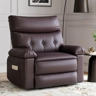 Garvee Oversized Wide Massage Recliner Chair, PU Leather Large Manual Recliner for Adults, Ultimate Comfort Lazy Boy with 1.5...