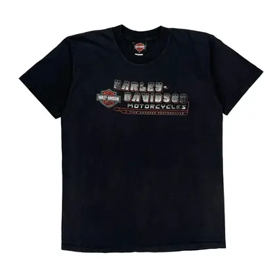 Made In Usa Harley Davidson T-Shirt - Large Navy Cotton