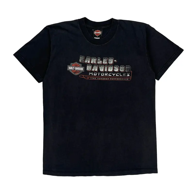 Made In Usa Harley Davidson T-Shirt - Large Navy Cotton