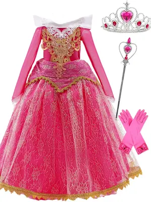 Girl's Colorblock Contrast Lace Appliques Dress & All Accessories, Elegant Princess Party Dress for Birthday Wedding Flower G...