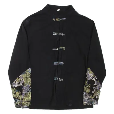 Womens Printed Top Black High Neck Long Sleeve L