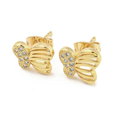 Brass Micro Pave Cubic Zirconia Ear Studs