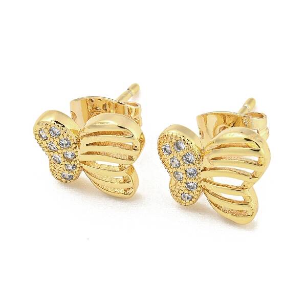 Brass Micro Pave Cubic Zirconia Ear Studs