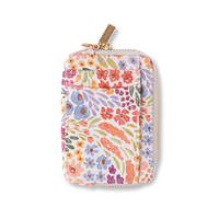 Floral Zip Wallet - ecofriendly and made of mushroom leather - zips closed - carry your credit cards, cash, change, chapstick...