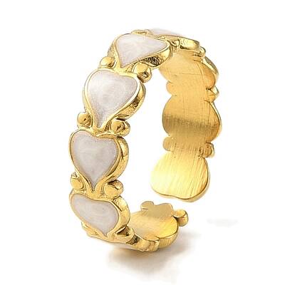 304 Stainless Steel Enamel Open Cuff Rings for Women
