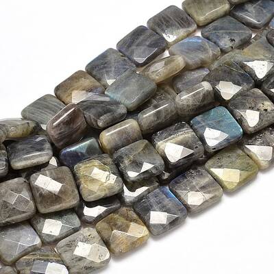 Natural Labradorite Square Bead Strands