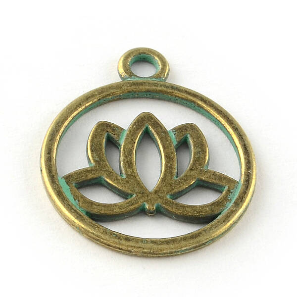 Flat Round with Lotus Zinc Alloy Pendants