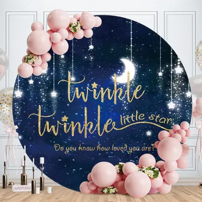 Round Twinkle Twinkle Little Star Baby Shower Backdrop - Aperturee