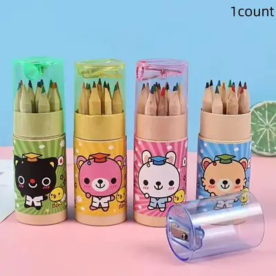 Colored Pencils Set, 1 Box Random Pattern 12 Colors Drawing Colored Pencil with Storage Box, Children's Drawing Art Supplies...