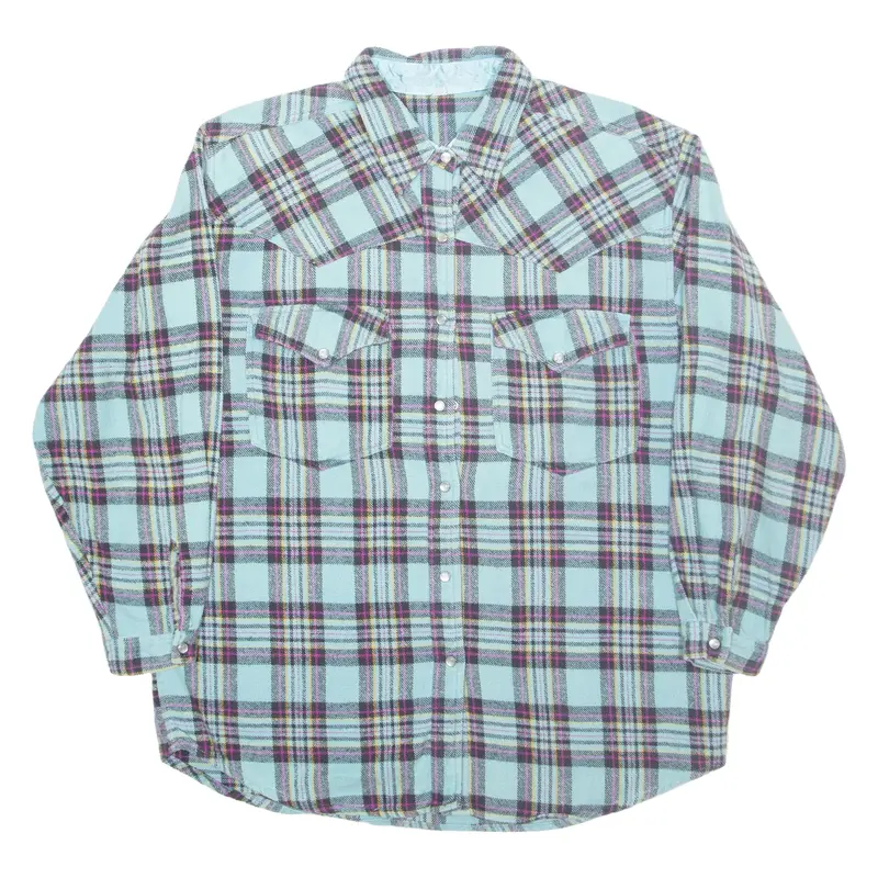 Mens Shirt Blue Check Long Sleeve M