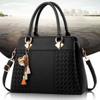 Womens Embossed Design Tote Bags Tassels Pendant Decor HandBags Stylish Shoulder Bags Fashion Commuter Bags