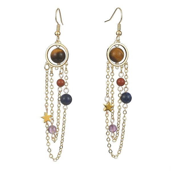 Natural Gemstone Dangle Earrings