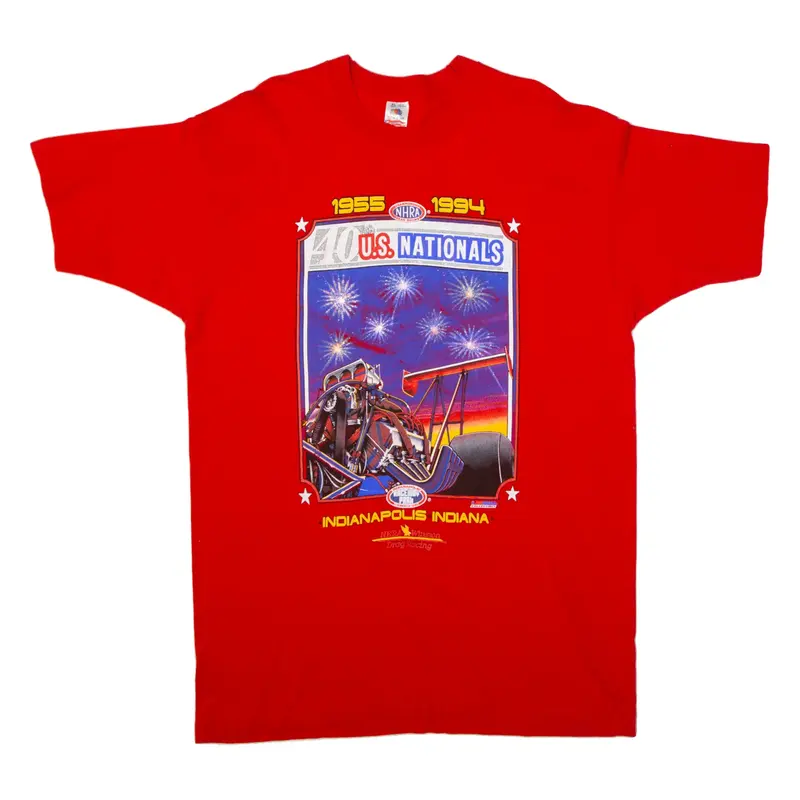 FRUIT OF THE LOOM 40th US Indianapolis Nationals 1994 Racing USA T-Shirt Red Short Sleeve Mens XL