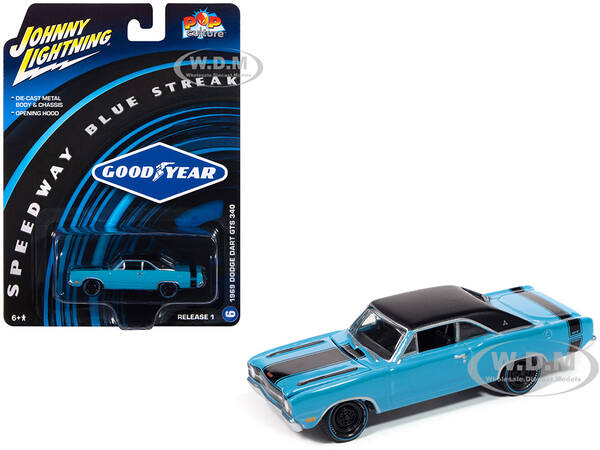 1969 Dodge Dart GTS 340 Blue with Black Top and Stripes \