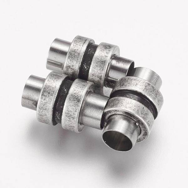 304 Stainless Steel Magnetic Clasps with Glue-in Ends
