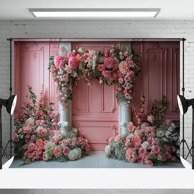 Luxury Vintage Pink Wall Floral Wedding Backdrop
