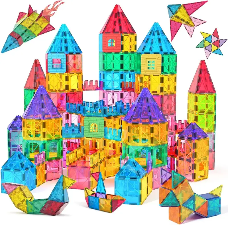 Jasonwell Magnetic Tiles Kids Magnetic Blocks Building Sets 3D Magnet Tile Building Blocks Toy Construction Educational STEM ...
