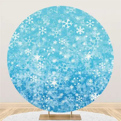Aperturee Frozen Blue Snowflake Winter Simple Round Backdrop | Christmas Background Photography | Xmas Backdrop | Christmas S...