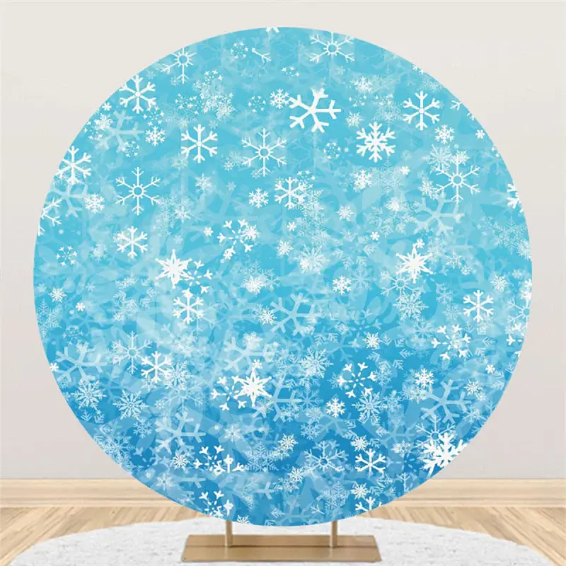 Aperturee Frozen Blue Snowflake Winter Simple Round Backdrop | Christmas Background Photography | Xmas Backdrop | Christmas S...