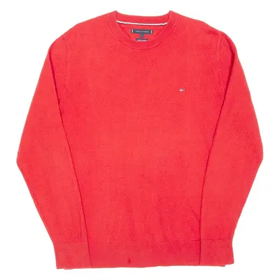 TOMMY HILFIGER Mens Jumper Red Tight Knit L