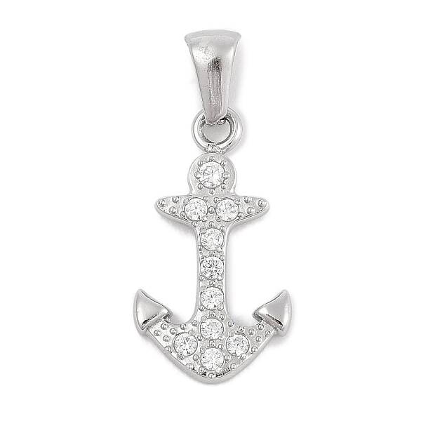 304 Stainless Steel Micro Pave Cubic Zirconia Pendants