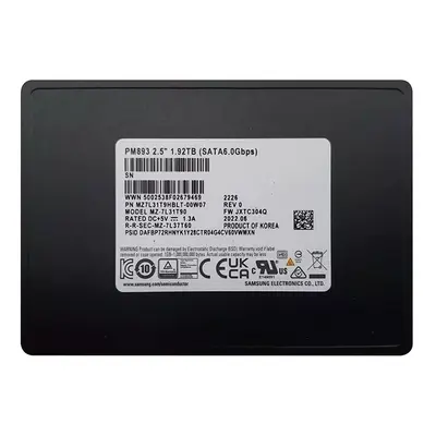 Samsung MZ7L31T9HBLT-00W07 | PM893 Series 1.92TB 2.5-inch 6GB/s SATA V-NAND TLC Solid State Drive