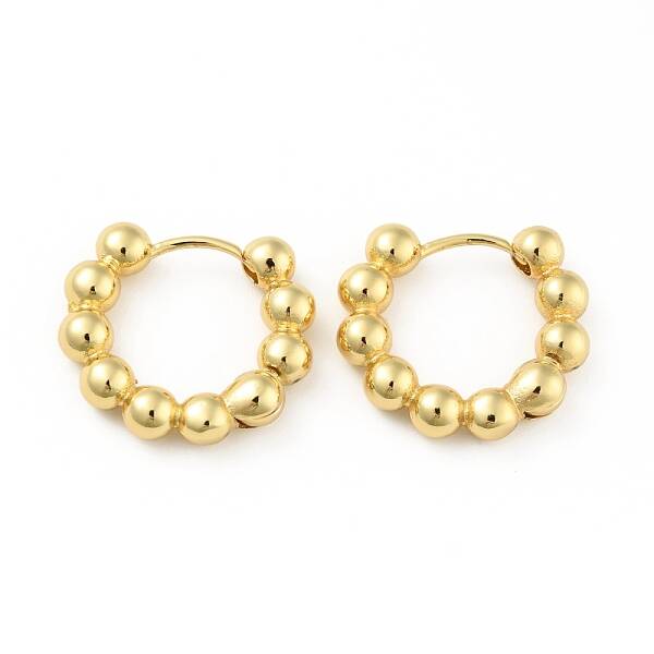 Brass Ball Beaded Hoop Earrings for Women
