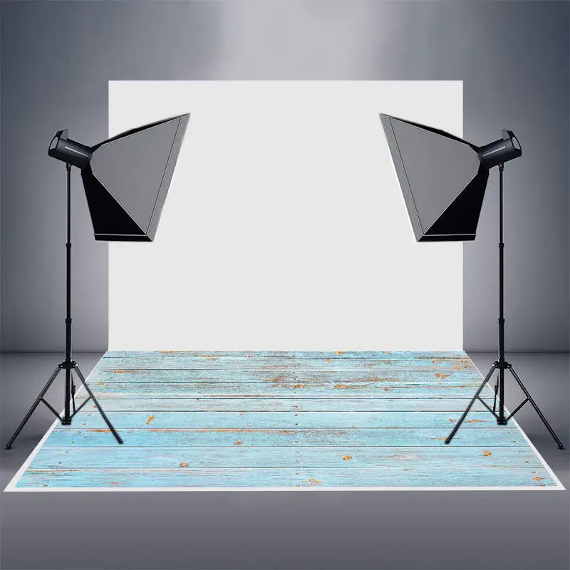 Faded Blue Horizontal Stripe Wood Rubber Floor Mat - Aperturee