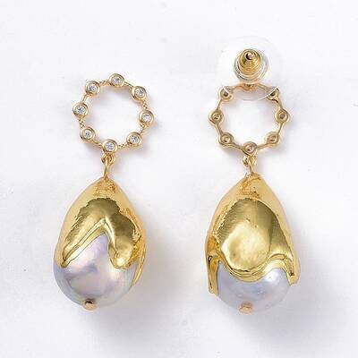 Brass Dangle Stud Earrings
