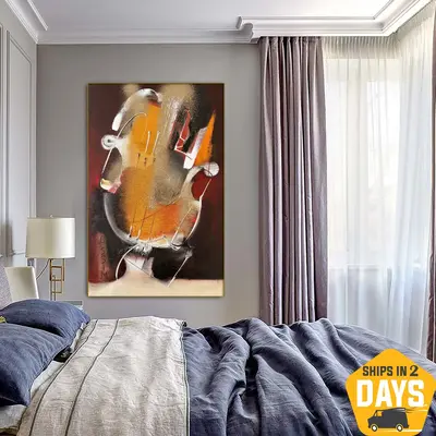 Abstract Musical Instrument Wall Art Colorful Jazz Violin Original Cello Artwork for Bedroom | MUSICAL VIBRATION 35.4"x2...