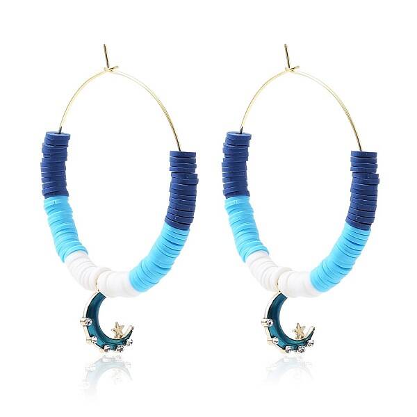 Bohemia Style Colorful Clay Beads Hoop Earrings