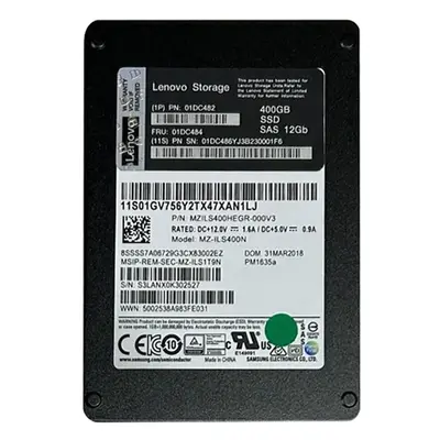 01DC482 Lenovo 400GB SAS 12Gb/s Hot-Swappable 2.5-Inch Solid State Drive for Storage Device Enclosure