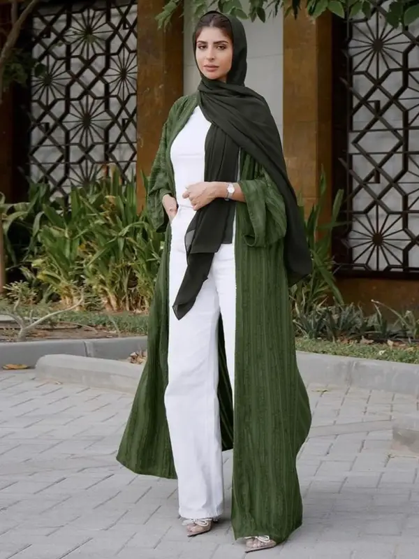 Women's Plain Long Sleeve Abaya, Elegant Open Front Long Dress, Pakistani Outfits, Summer Outfits 2024, Fashion Casual Ladie...