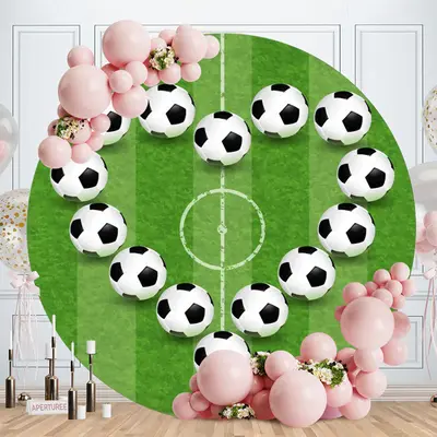 Aperturee Circle Love Soccer Happy Boys Birthday Backdrop