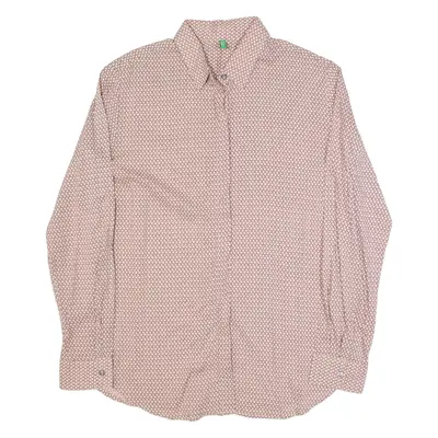 BENETTON Womens Shirt Pink Crazy Pattern Long Sleeve L