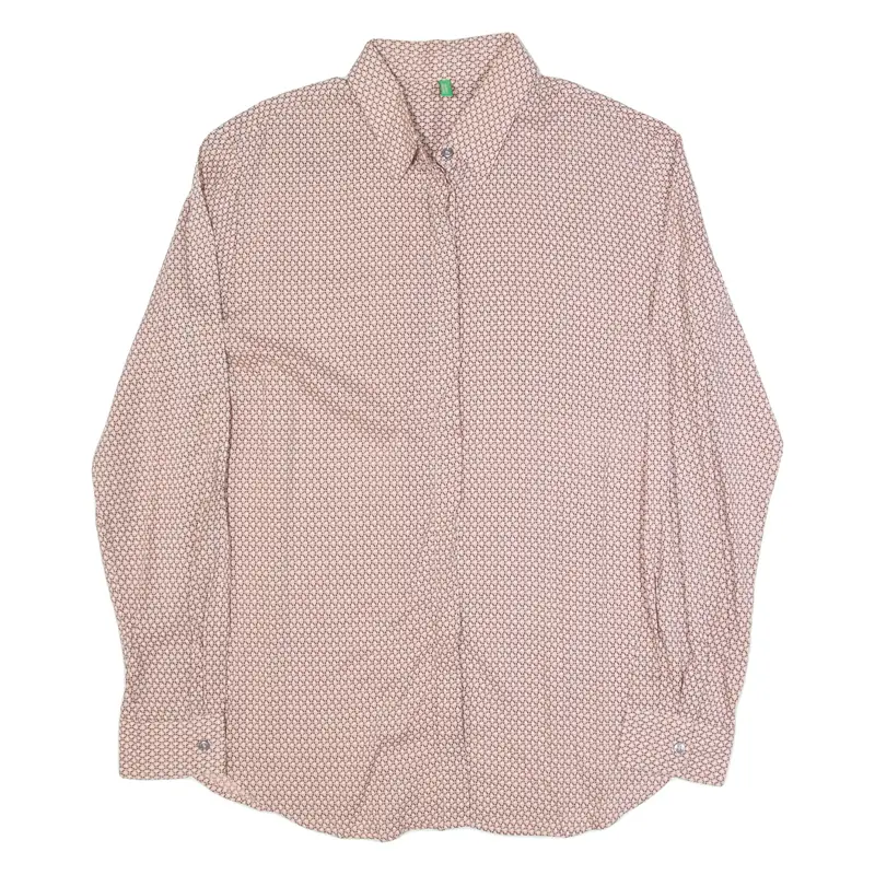 BENETTON Womens Shirt Pink Crazy Pattern Long Sleeve L