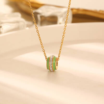 Round with Rhinestone Pendant Necklaces